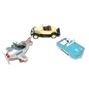 HALLMARK vintage Christmas Ornaments set of three Car, Airplane 2.5 - 3.75" long